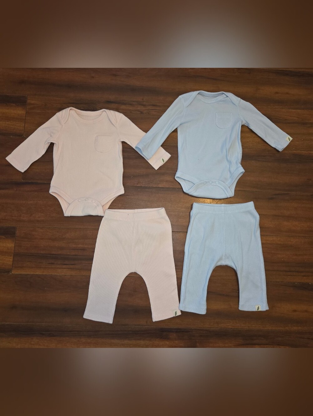 (2) Pairs Easy-Peasy Baby Organic Long Sleeve Bodysuit & Pants Size 3 Months